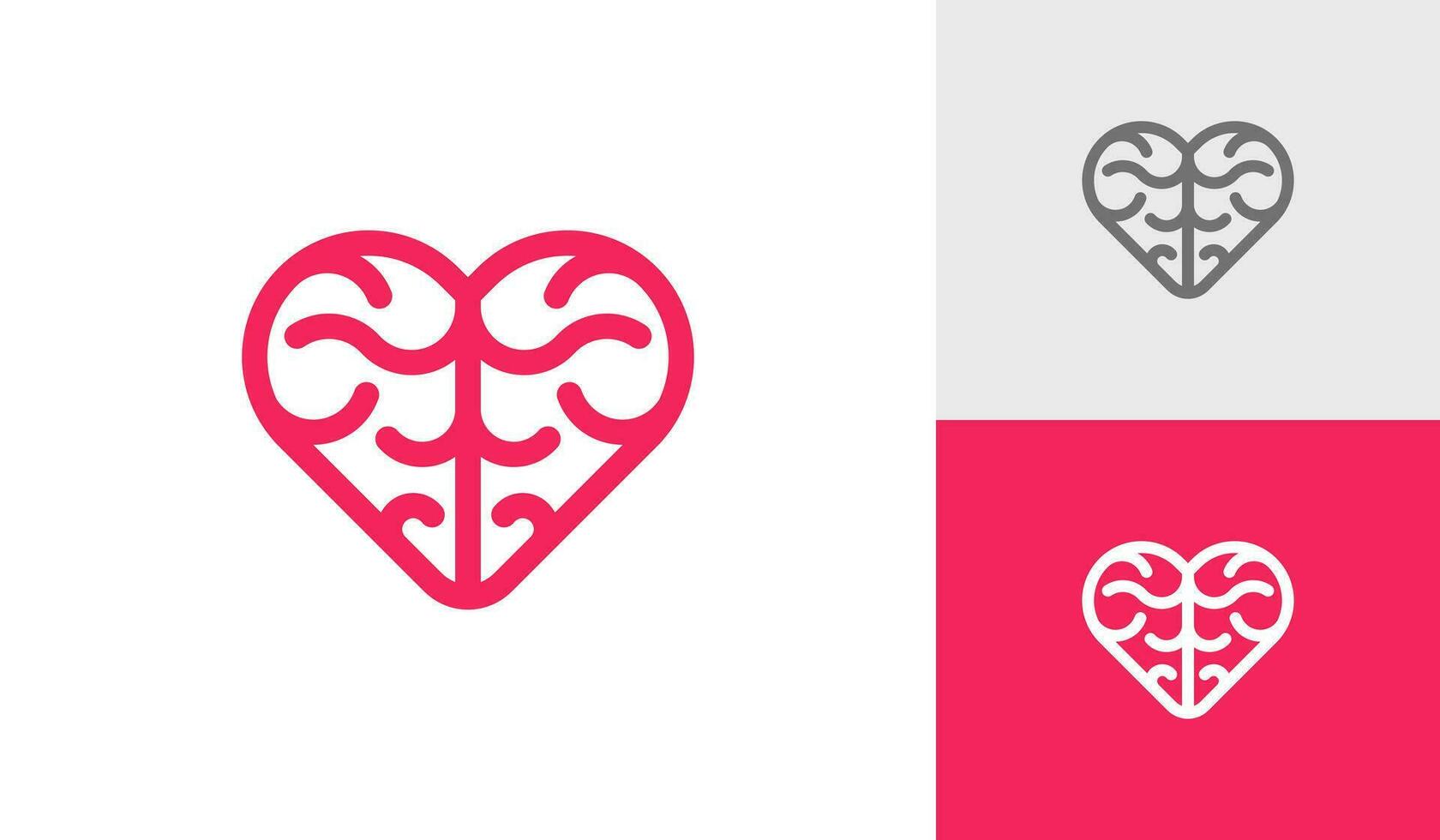 Brain heart logo design vector