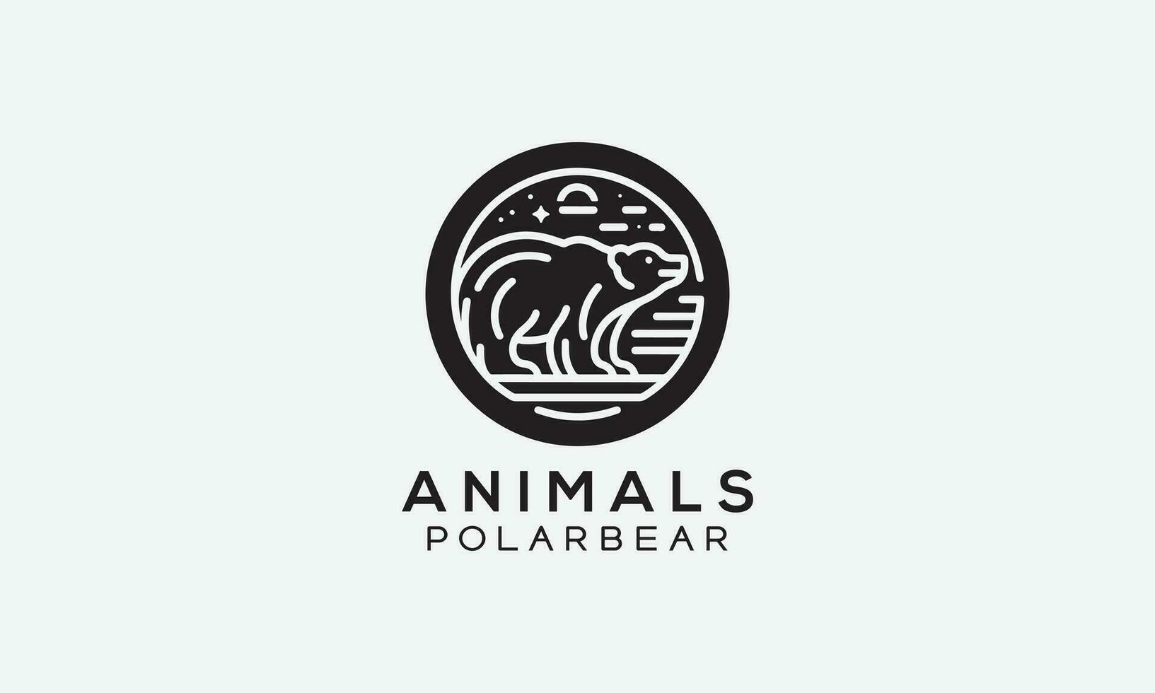 Polar bear vector logo icon minimalistic line art design