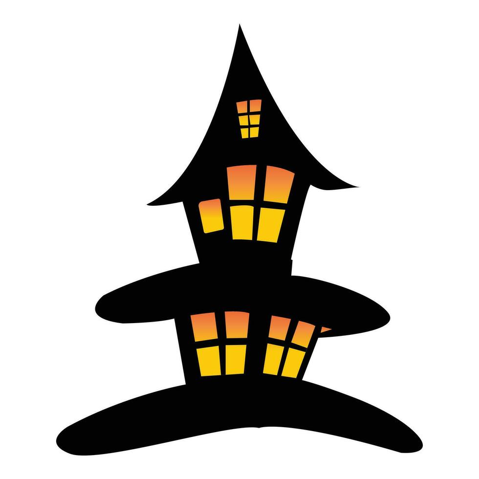 Halloween house icon silhouette with hat shaped design vector