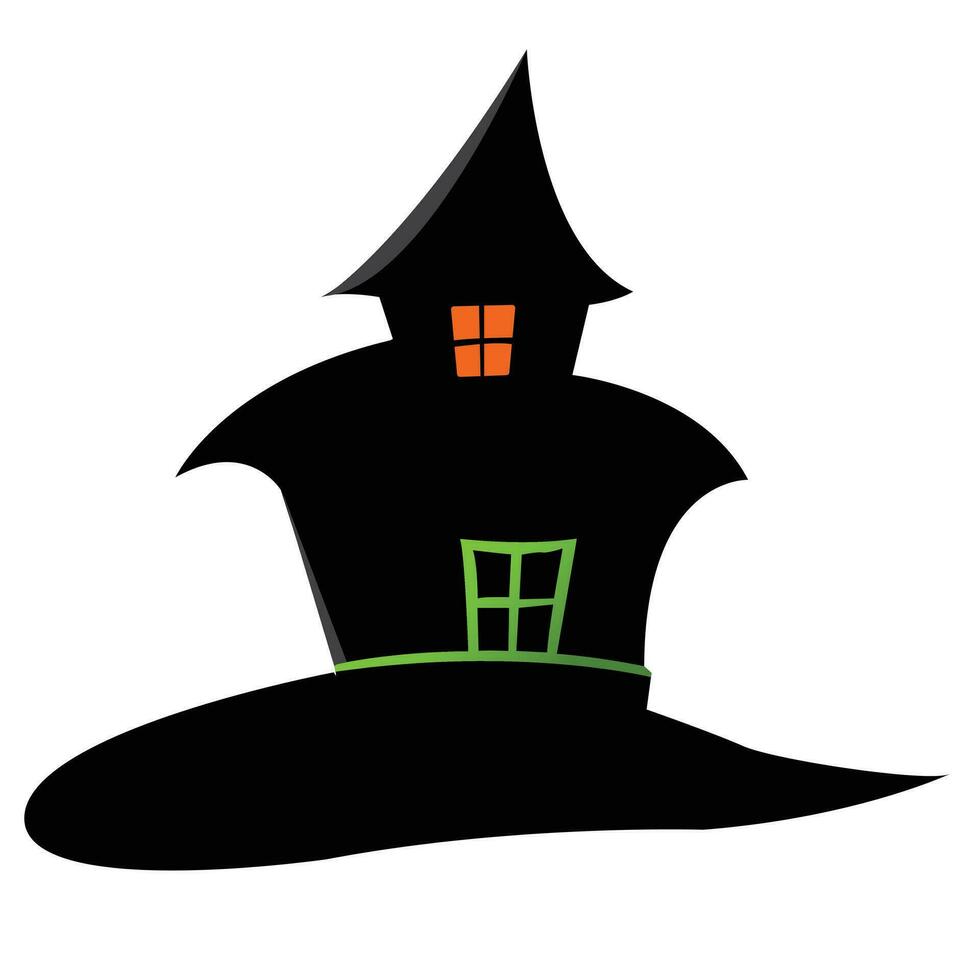 Halloween house icon silhouette with hat shaped design vector