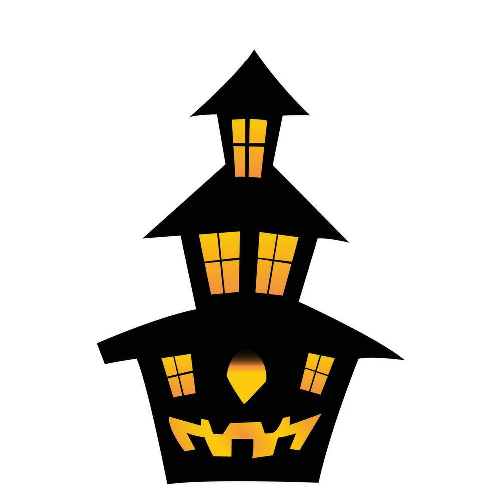 Víspera de Todos los Santos casa icono silueta con sombrero conformado diseño vector