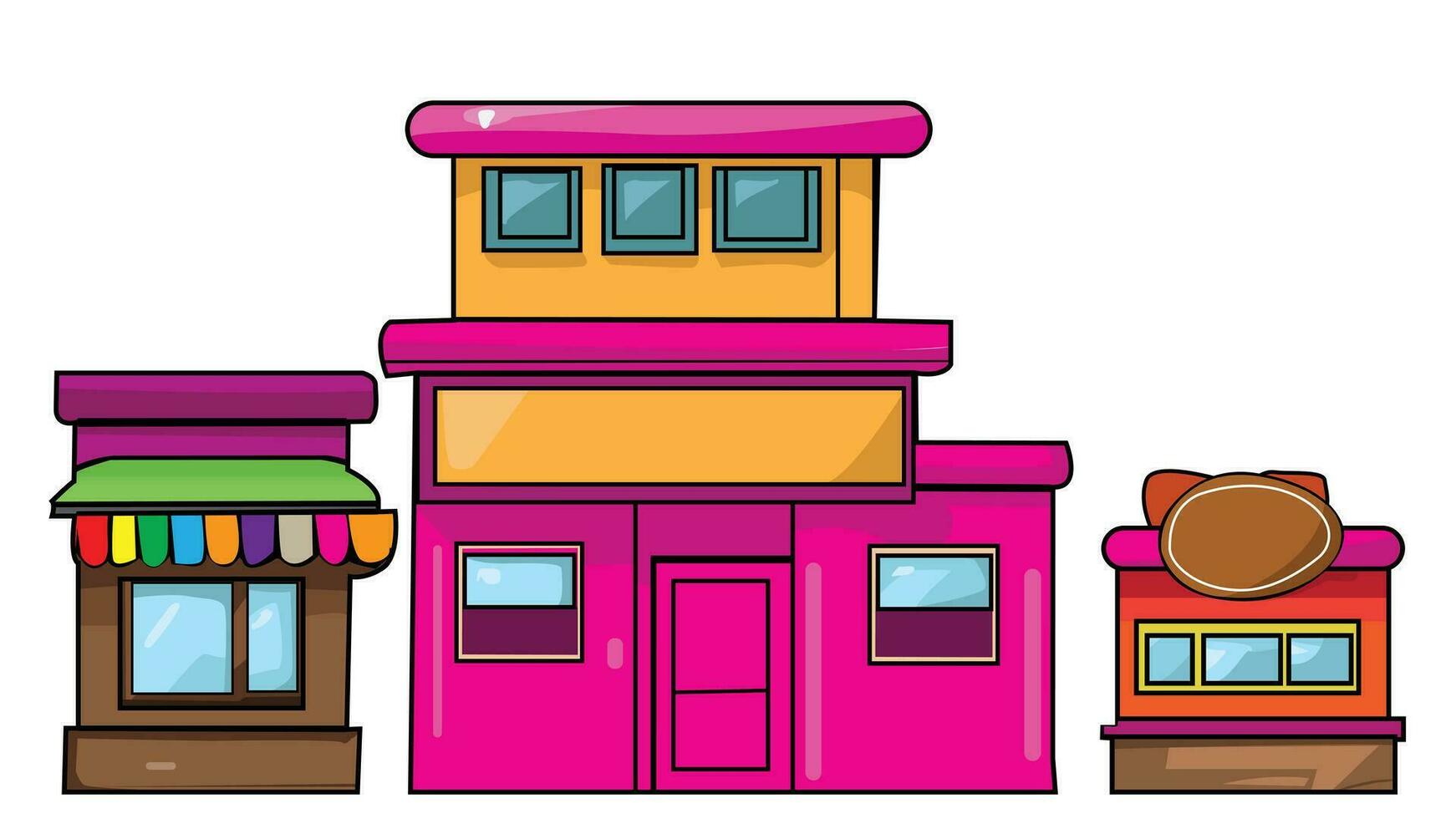 edificios icono vector dibujos animados plano color monitor