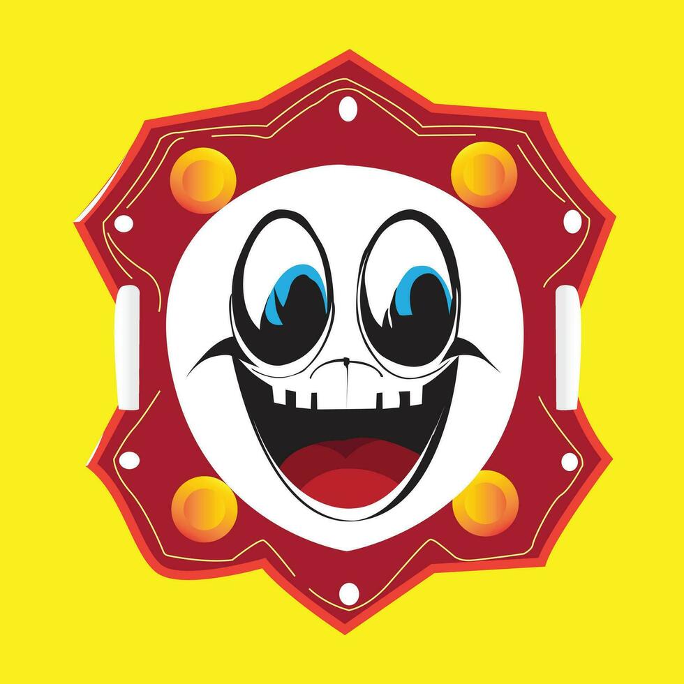 Cartoon sticker with happiness of expression vector illustration