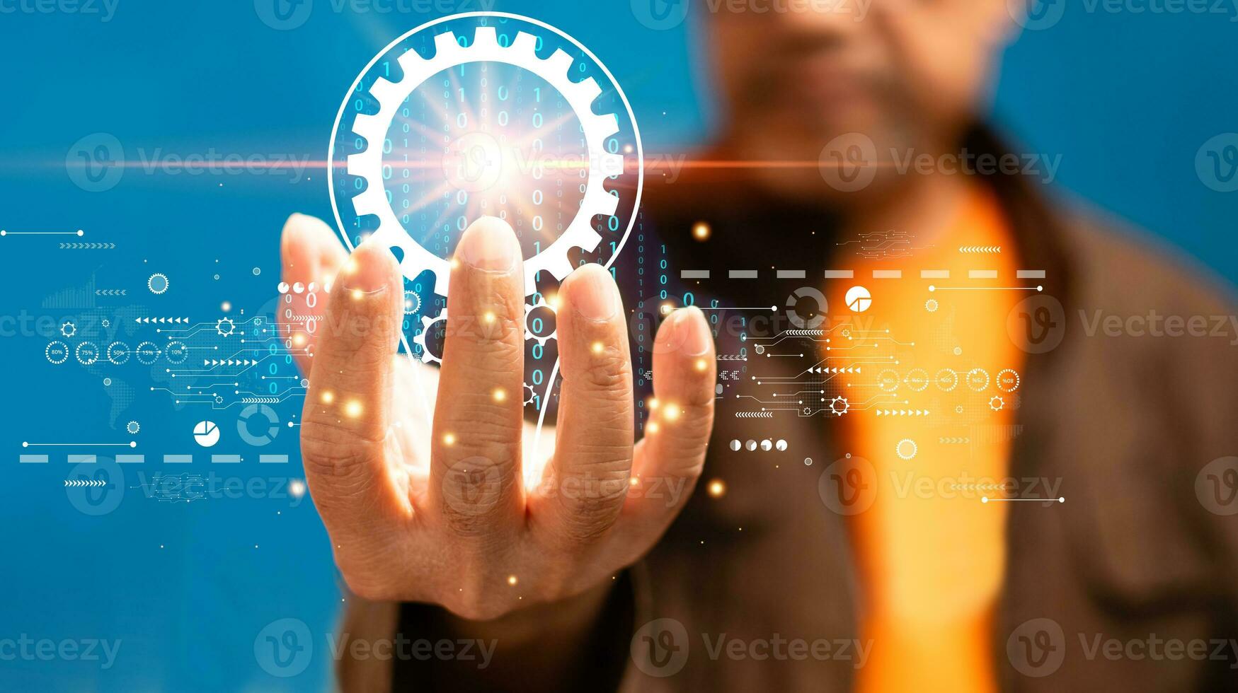 businessman Hand holding Light bulb icon Global Internet connection. Business global internet connection application IoT technology digital, marketing, financial, banking, Digital link tech, big data photo