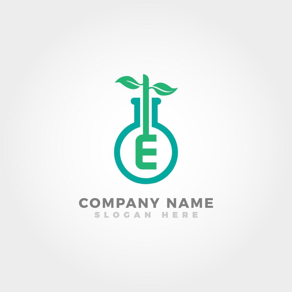 Biotechnology logo blended with initial letter E vector