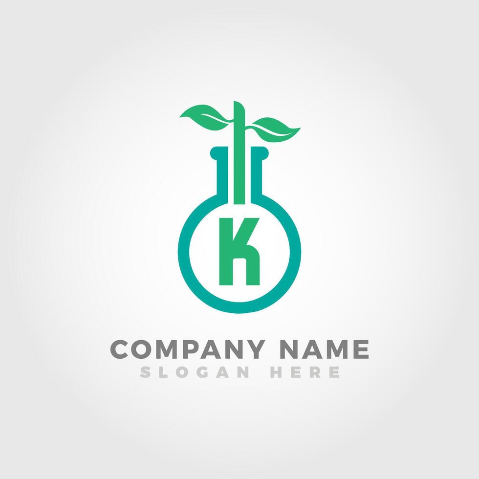 Biotechnology logo blended with initial letter K vector