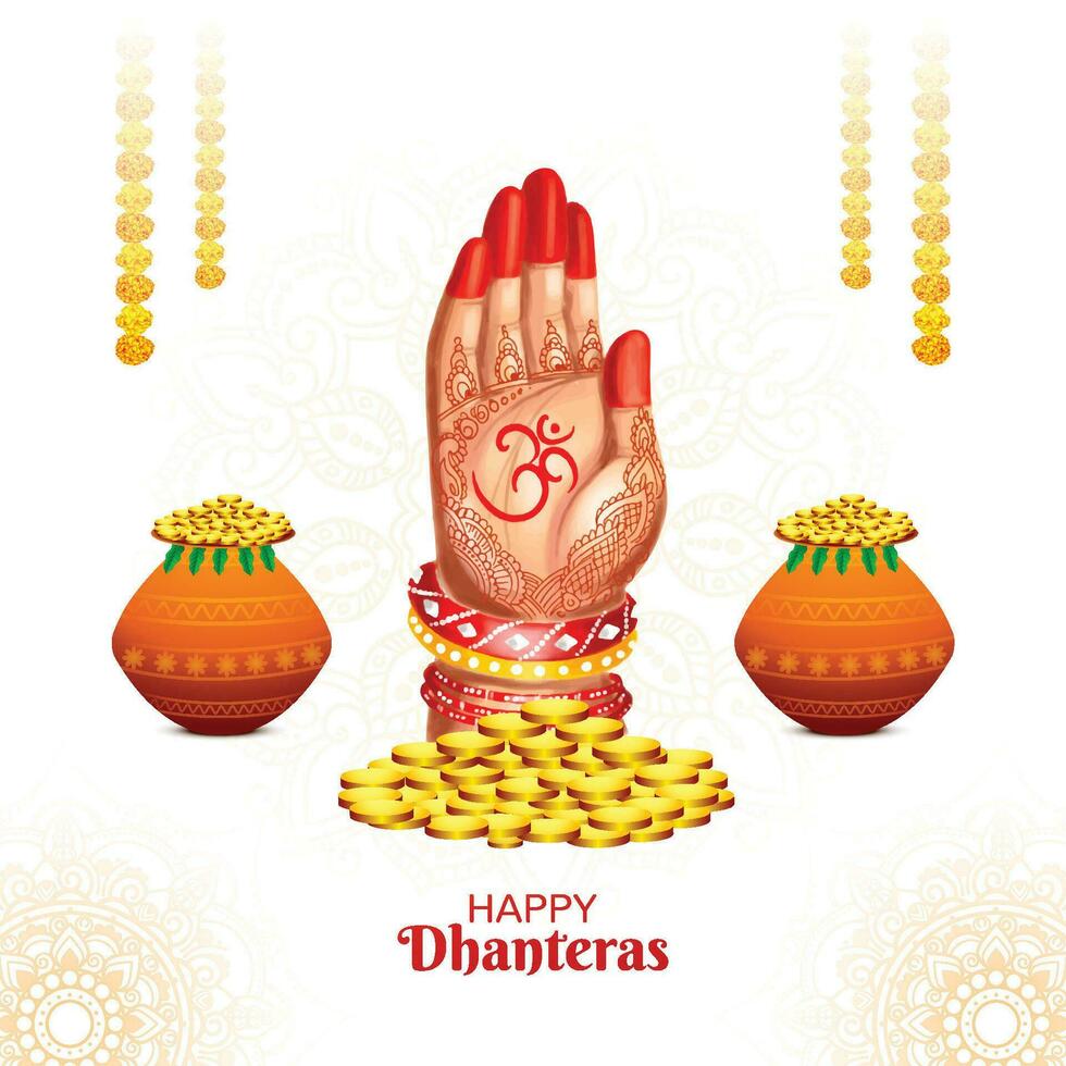 Goddess laxmi blessing with jewellery and coins for indian festival dhanteras background vector