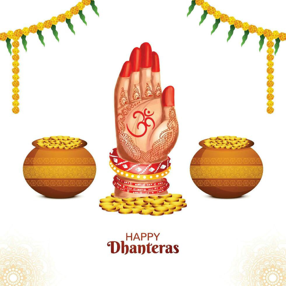 Goddess laxmi blessing with jewellery and coins for indian festival dhanteras background vector