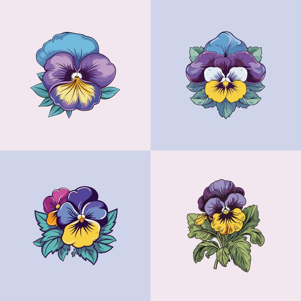 pansy flower vector clip art illustration