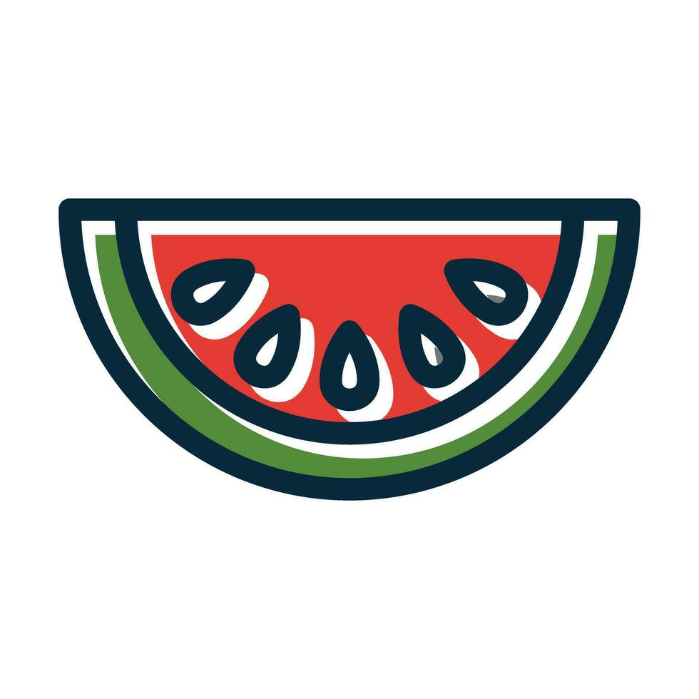 Watermelon Vector Thick Line Filled Dark Colors Icons For Personal And Commercial Use.