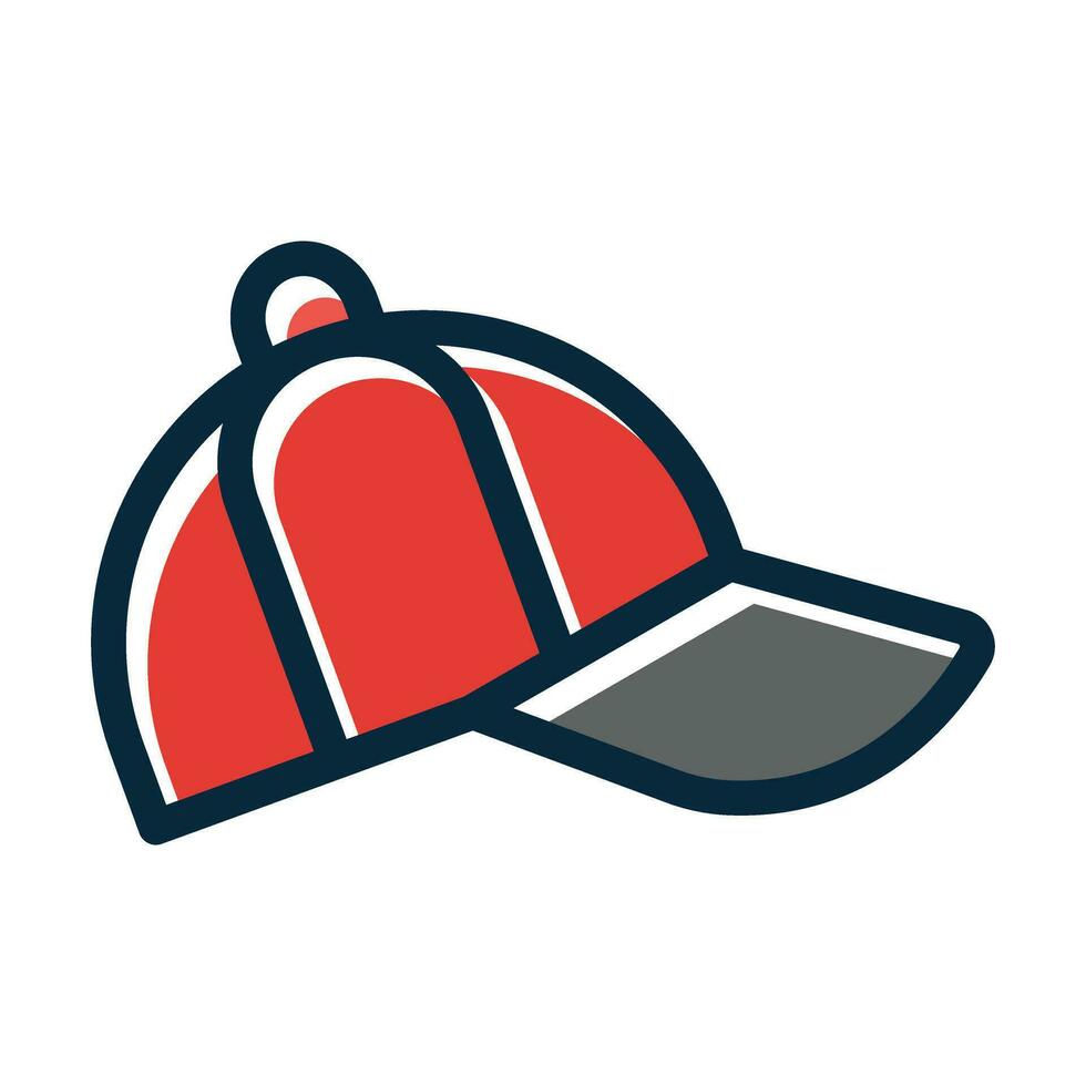 Baseball Cap Vector Thick Line Filled Dark Colors Icons For Personal And Commercial Use.