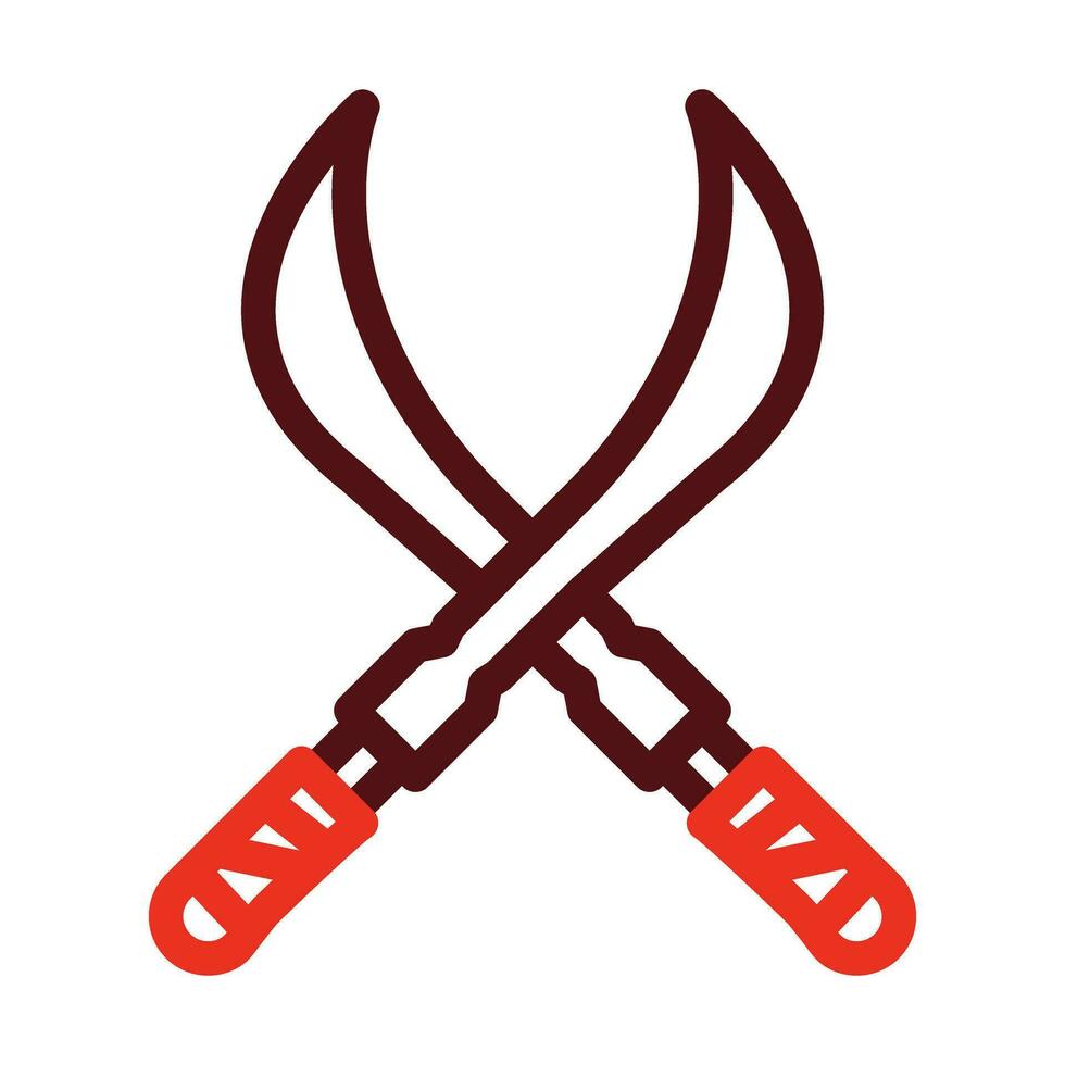 Melee Weapon Vector Thick Line Two Color Icons For Personal And Commercial Use.