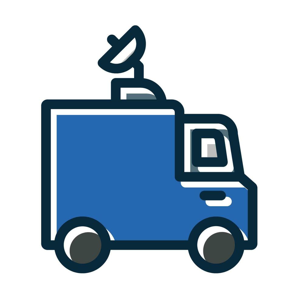 News Van Vector Thick Line Filled Dark Colors Icons For Personal And Commercial Use.