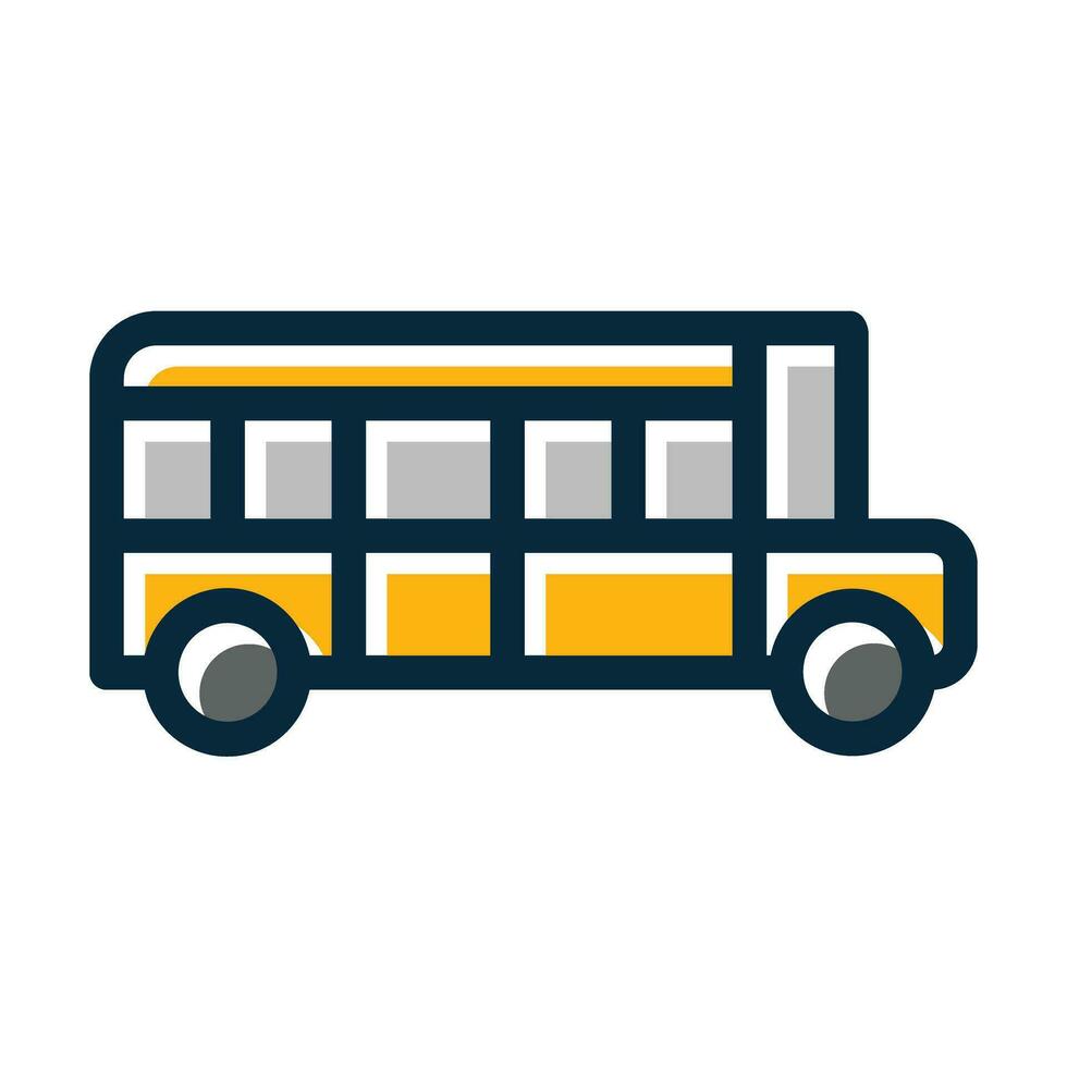 School Bus Vector Thick Line Filled Dark Colors Icons For Personal And Commercial Use.