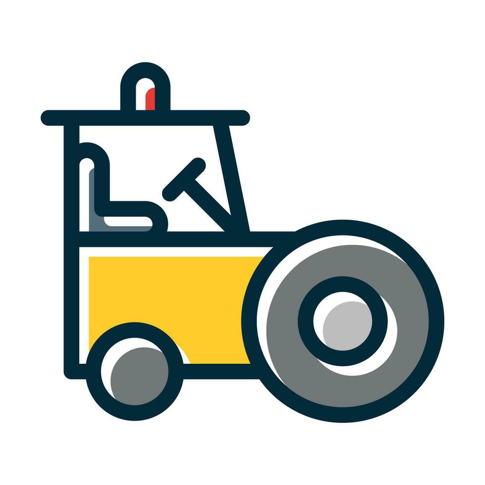 Road Roller Vector Thick Line Filled Dark Colors Icons For Personal And Commercial Use.
