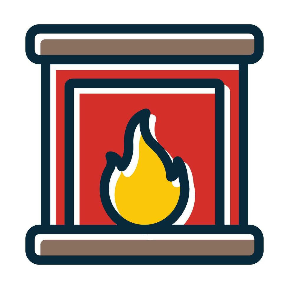 Fire place Vector Thick Line Filled Dark Colors Icons For Personal And Commercial Use.