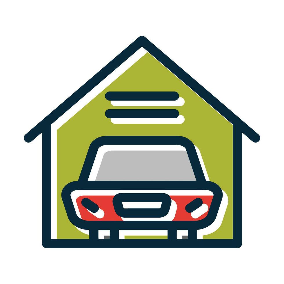Garage Vector Thick Line Filled Dark Colors Icons For Personal And Commercial Use.