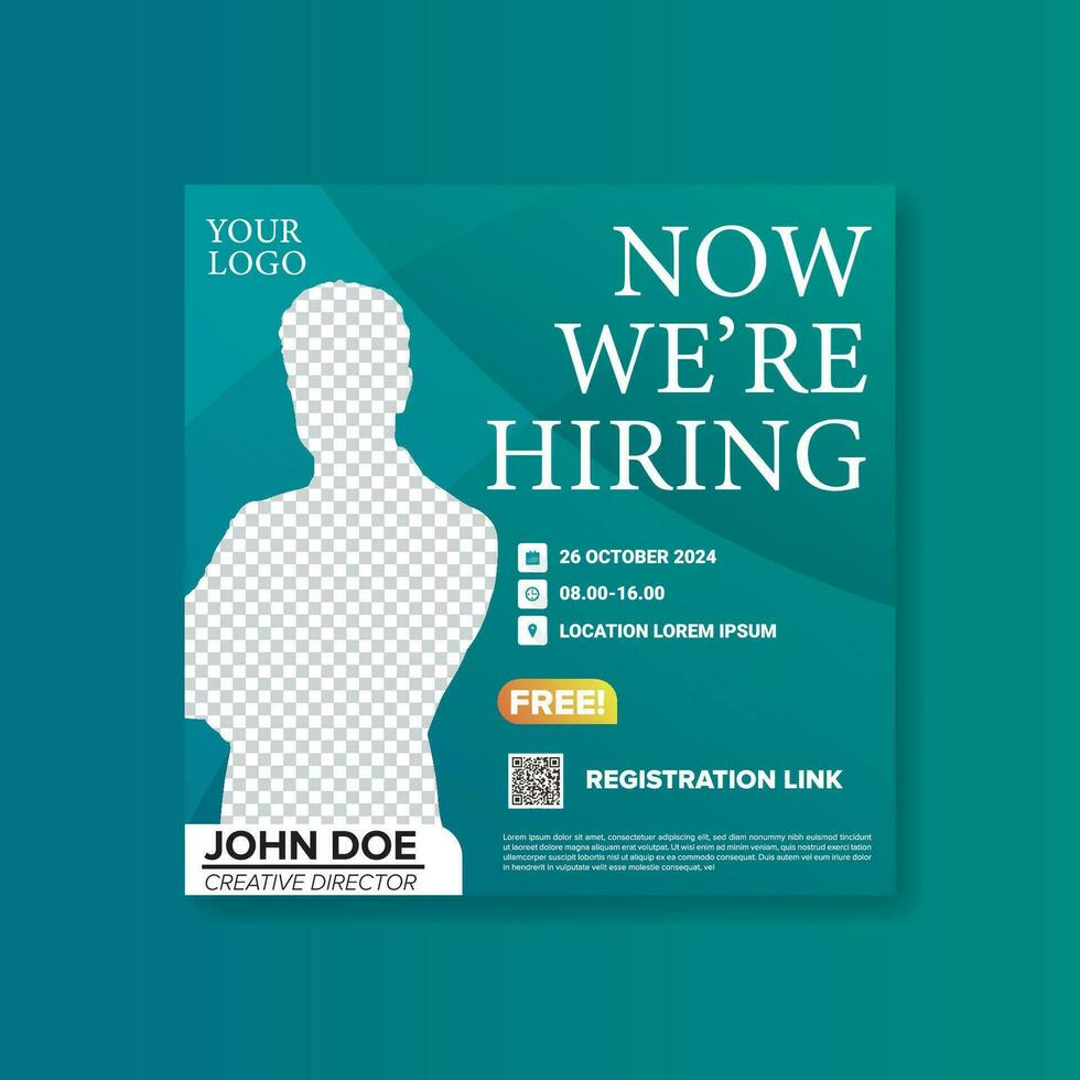 Social media we are hiring job position design template vector