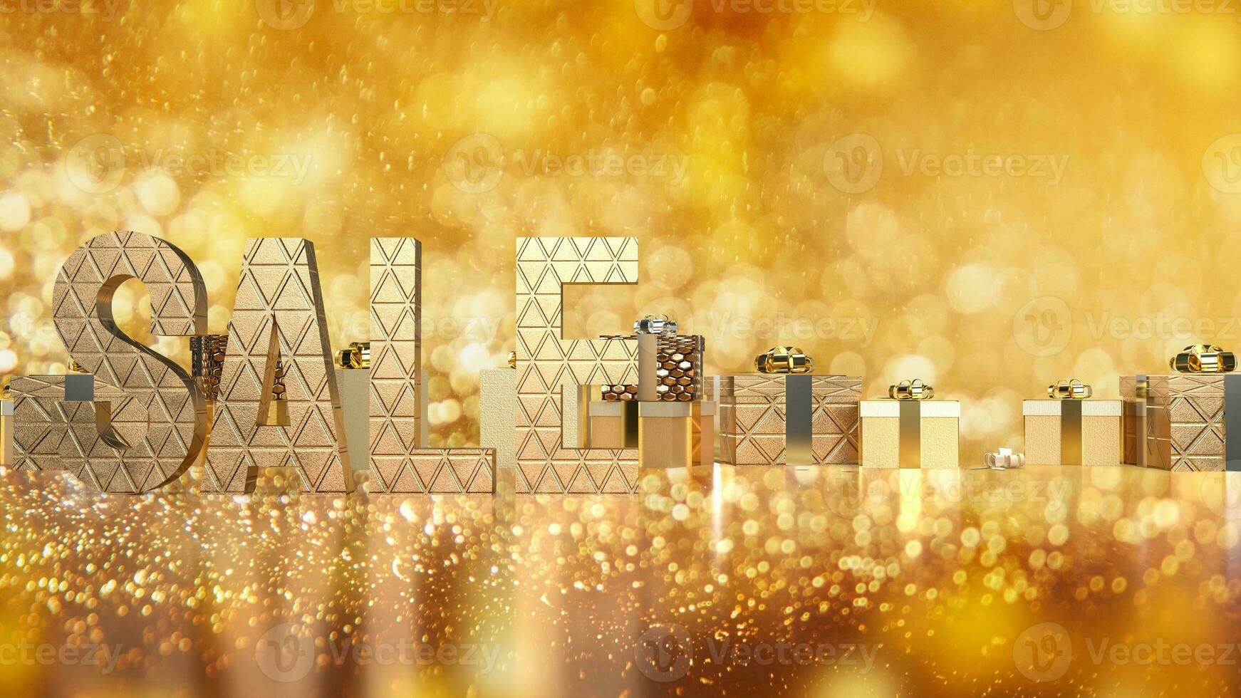 The gold sale and gift box for promotion concept 3d rendering photo