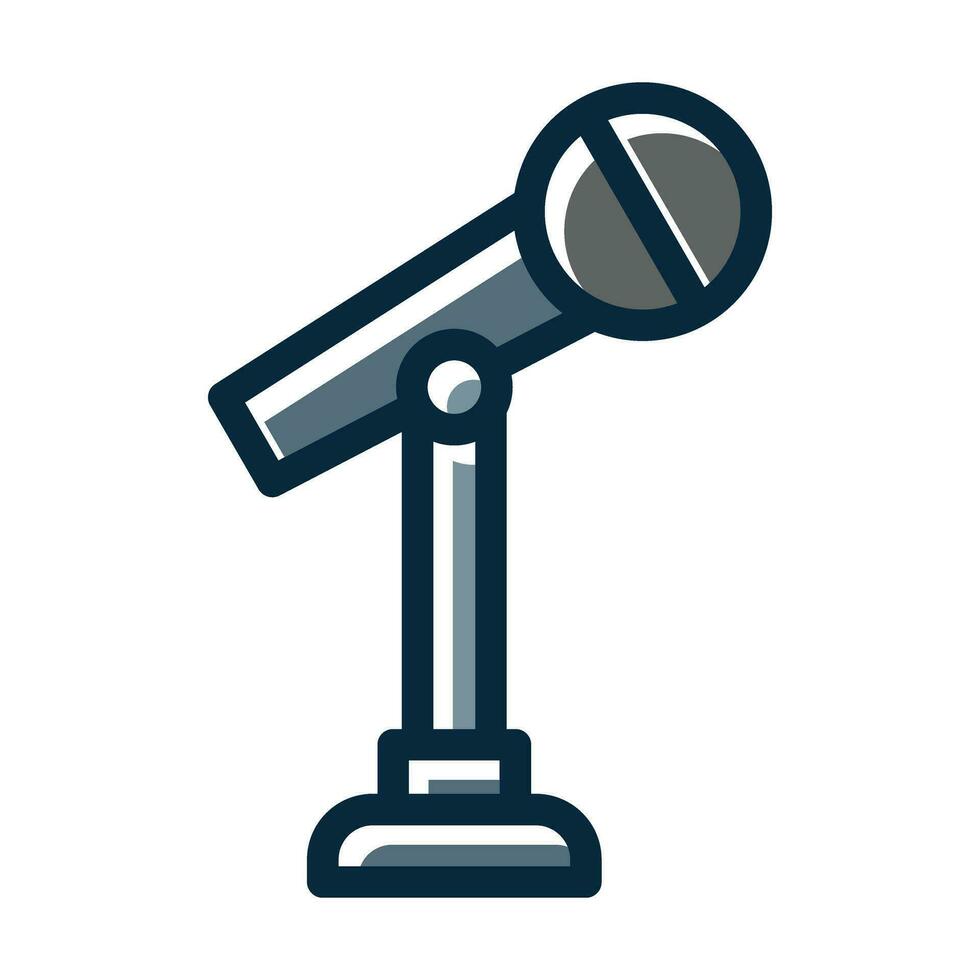 Stand Mic Vector Thick Line Filled Dark Colors Icons For Personal And Commercial Use.