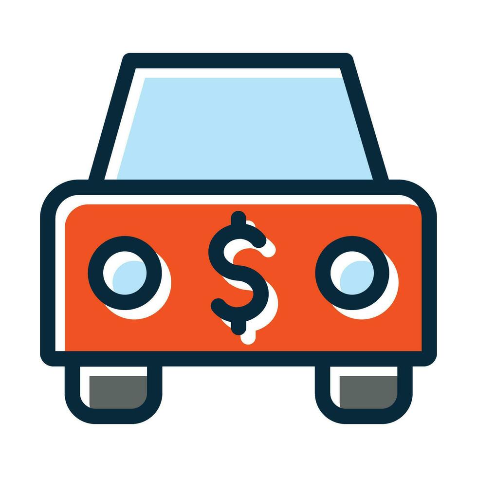 Car Loan Vector Thick Line Filled Dark Colors Icons For Personal And Commercial Use.