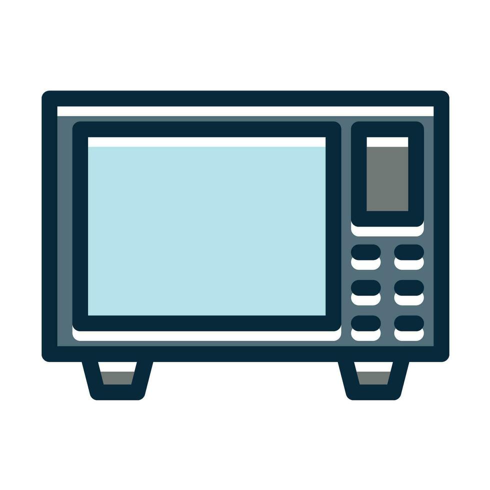 Microwave Vector Thick Line Filled Dark Colors Icons For Personal And Commercial Use.