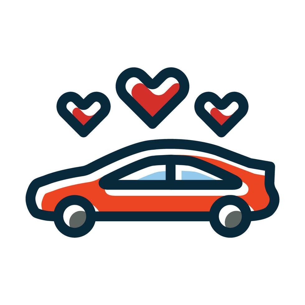 Wedding Car Vector Thick Line Filled Dark Colors Icons For Personal And Commercial Use.