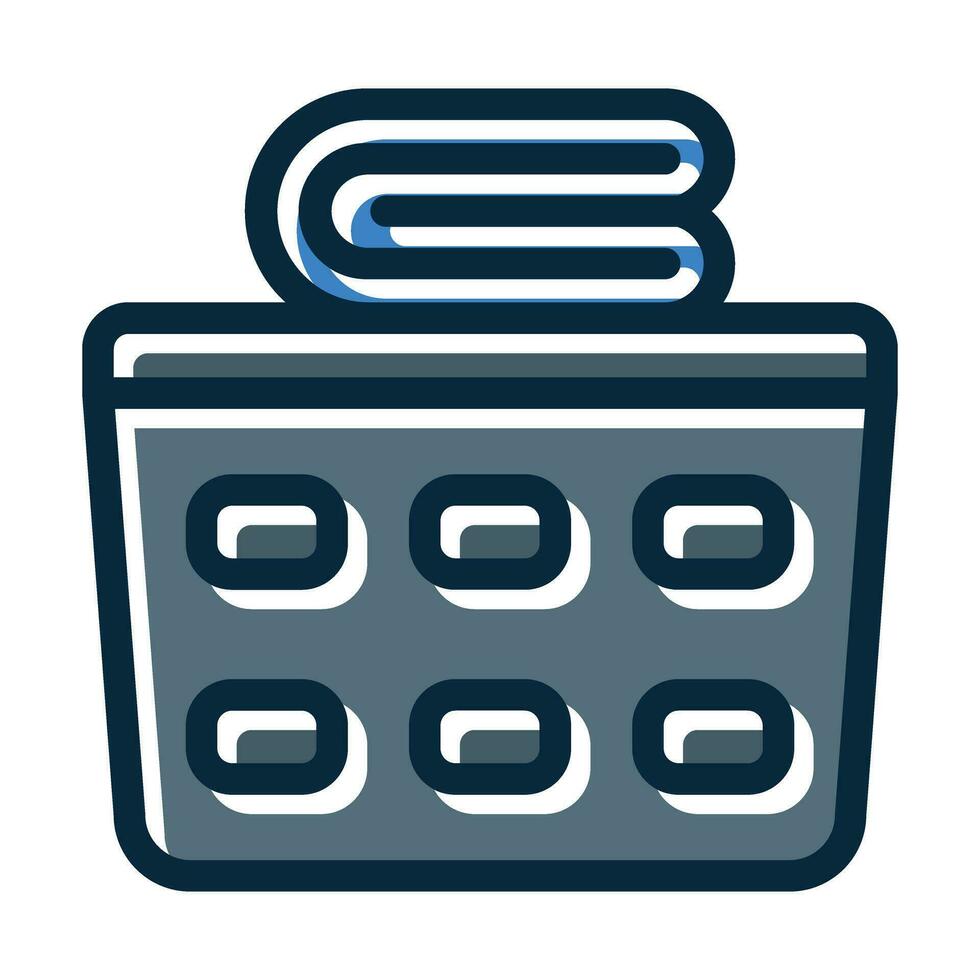 Laundry Basket Vector Thick Line Filled Dark Colors Icons For Personal And Commercial Use.