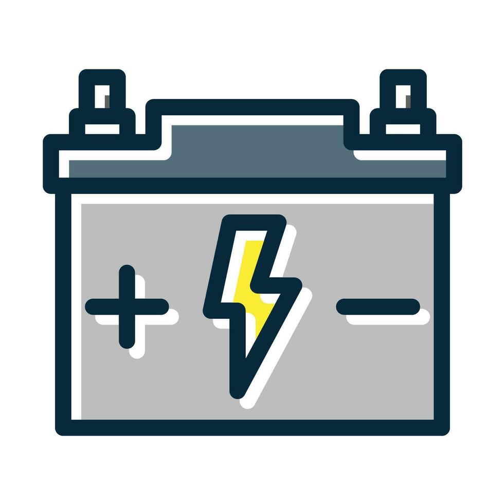 Battery Vector Thick Line Filled Dark Colors Icons For Personal And Commercial Use.