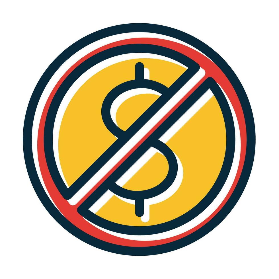 No Money Vector Thick Line Filled Dark Colors Icons For Personal And Commercial Use.