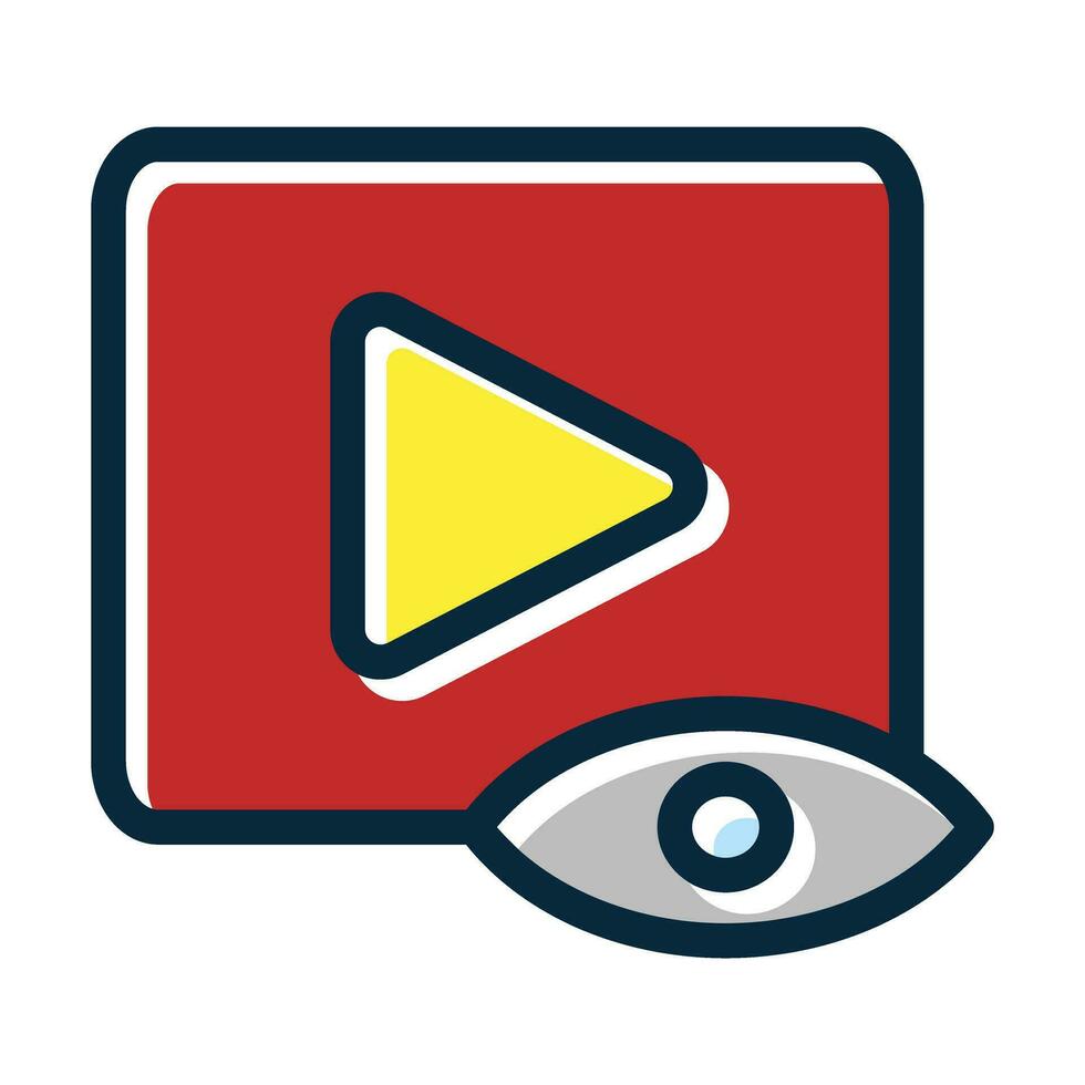 Video views Vector Thick Line Filled Dark Colors Icons For Personal And Commercial Use.