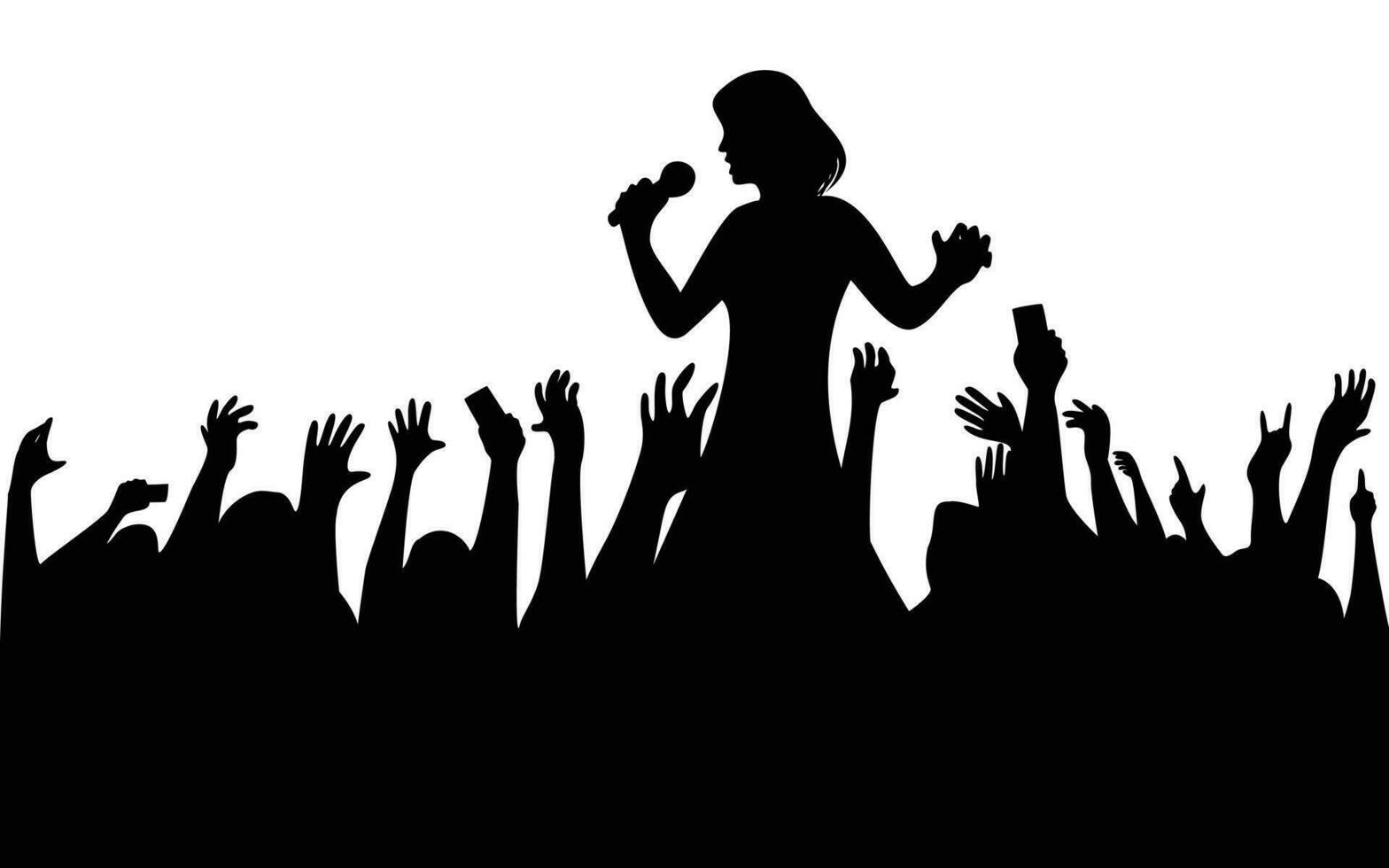 audience in concert silhouette. people crowd in festival icon, sign and symbol. vector