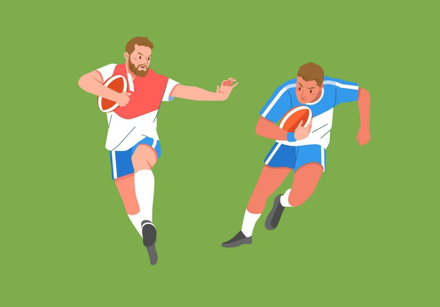 Rugby sport player in action set carrying  ball and dogde vector