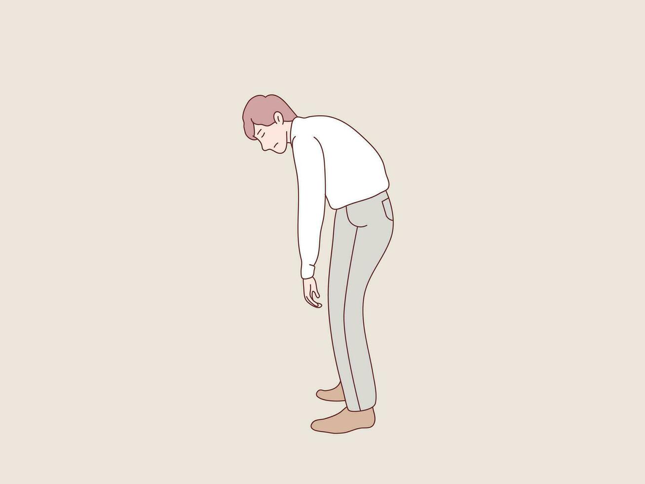 Employee business man tired looking depressed from work simple korean style illustration vector