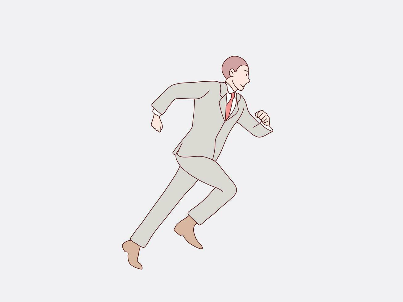 Attractive young business man running simple korean style illustration vector