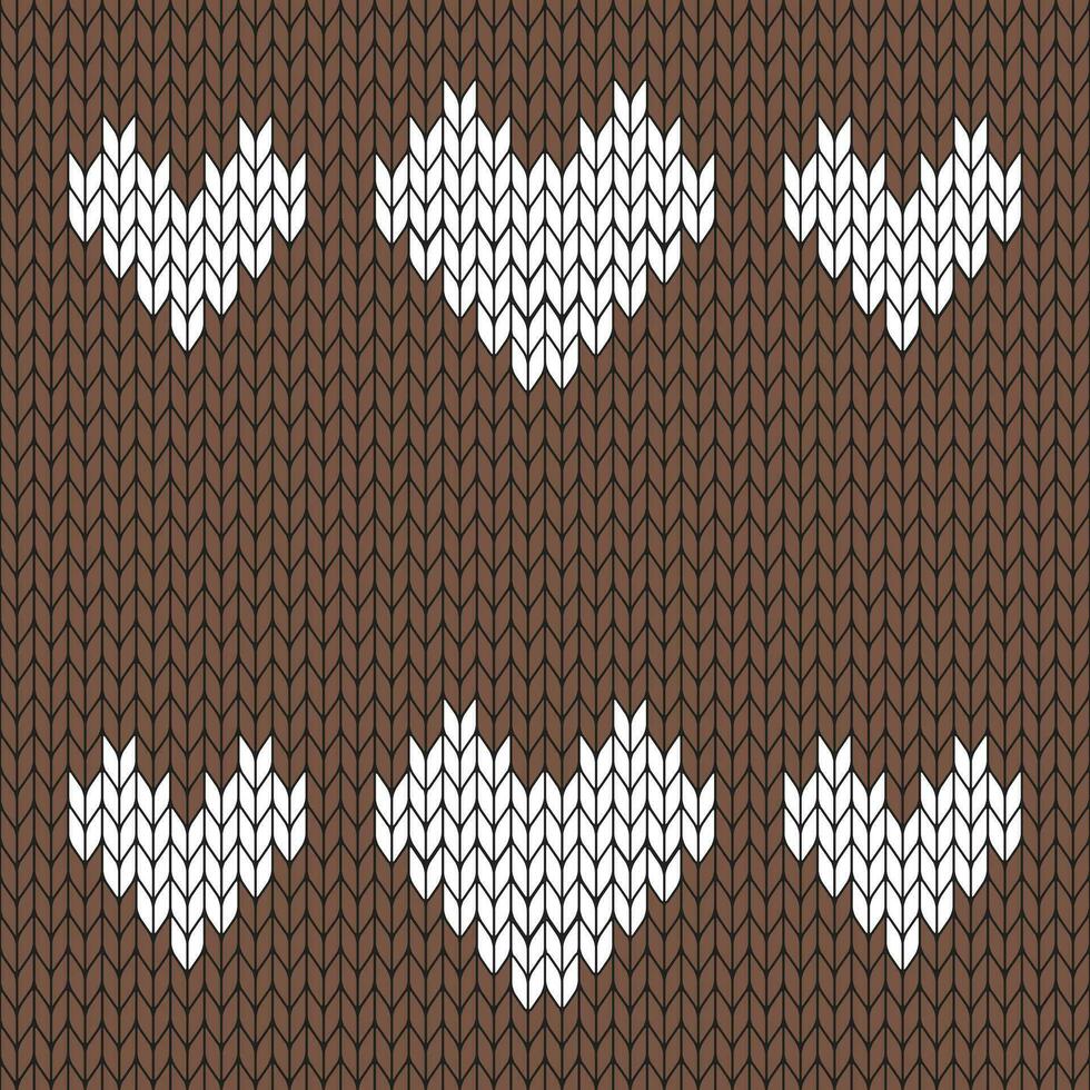 Brown background and white knitted pattern. knitted vector pattern. Seamless gradient pattern for clothing, wrapping paper, backdrop, background, gift card.