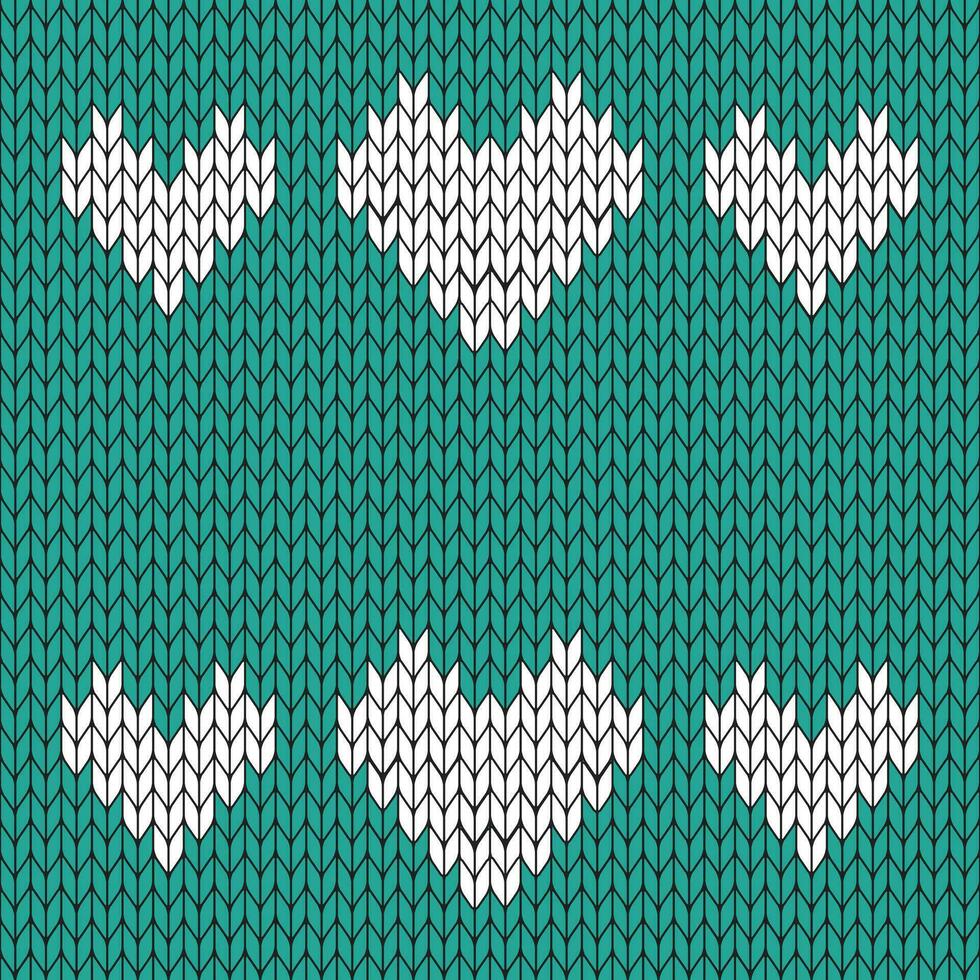 Green background and white knitted pattern. knitted vector pattern. Seamless gradient pattern for clothing, wrapping paper, backdrop, background, gift card.