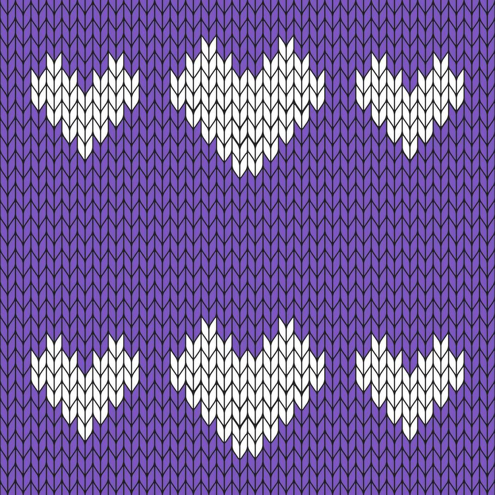 Purple background and white knitted pattern. knitted vector pattern. Seamless gradient pattern for clothing, wrapping paper, backdrop, background, gift card.