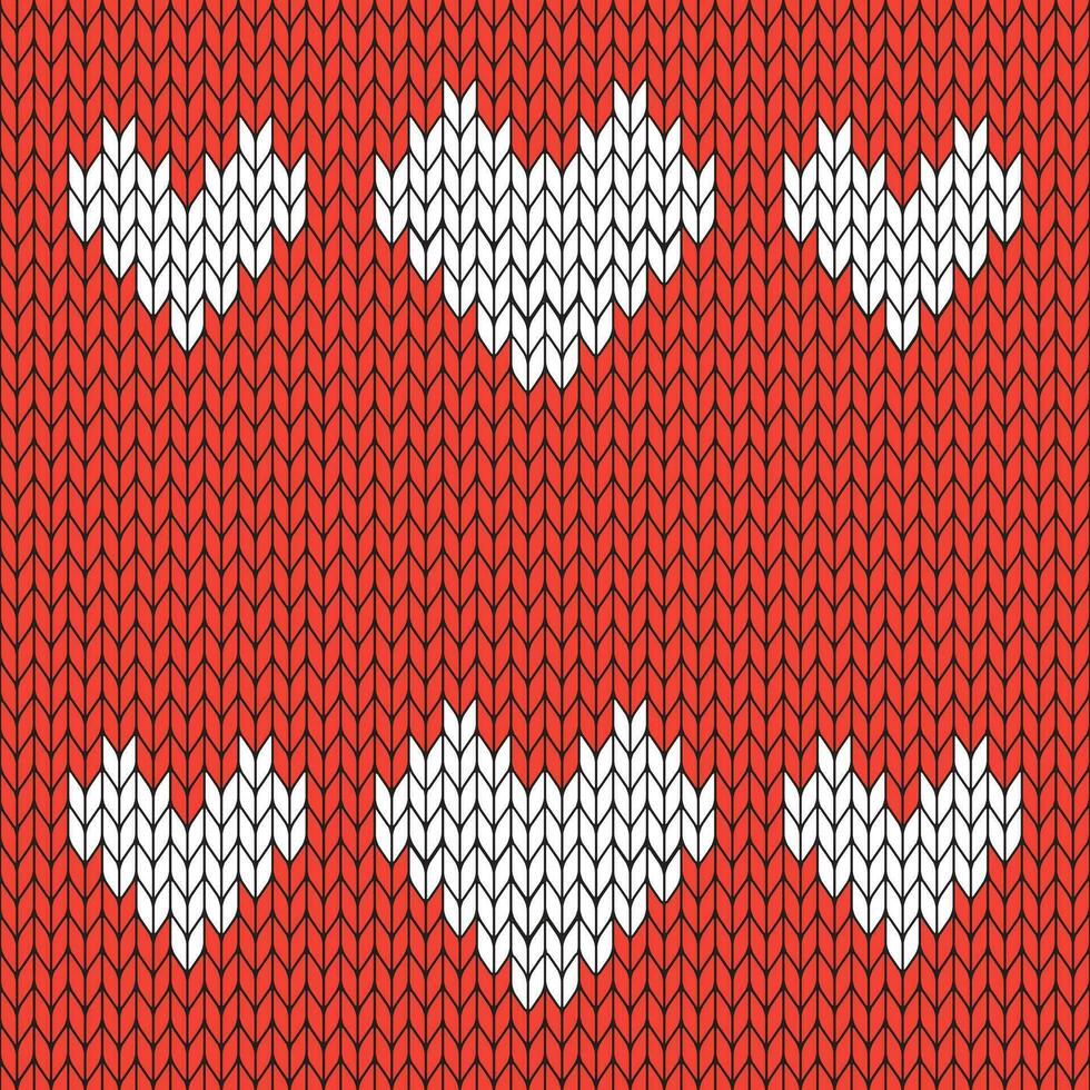 Red background and white knitted pattern. knitted vector pattern. Seamless gradient pattern for clothing, wrapping paper, backdrop, background, gift card.