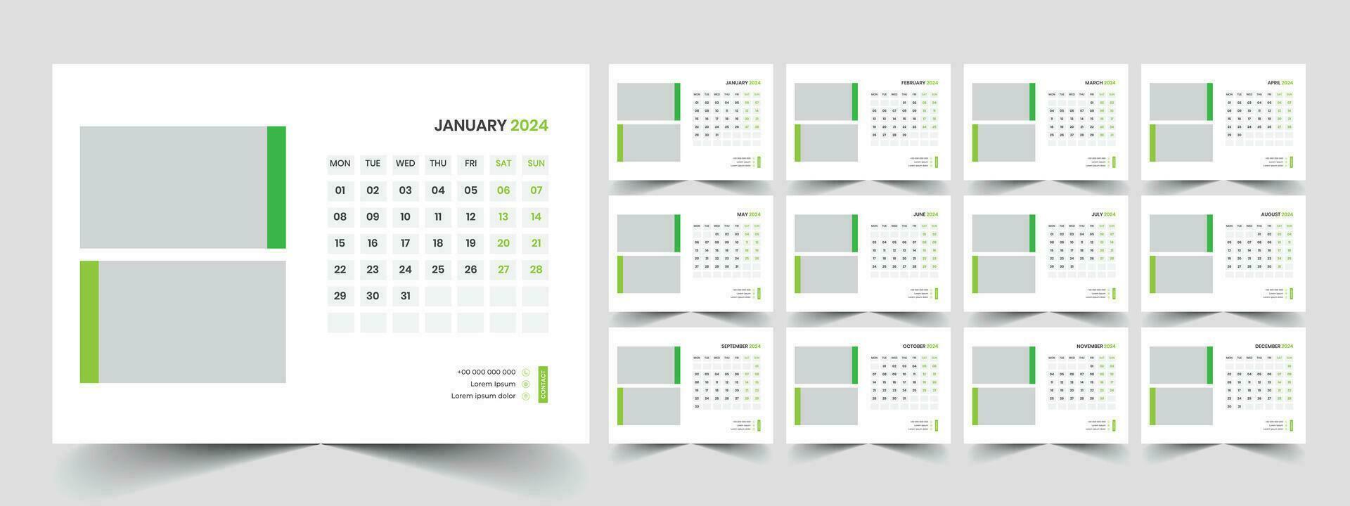 Desk Calendar Template 2024 vector