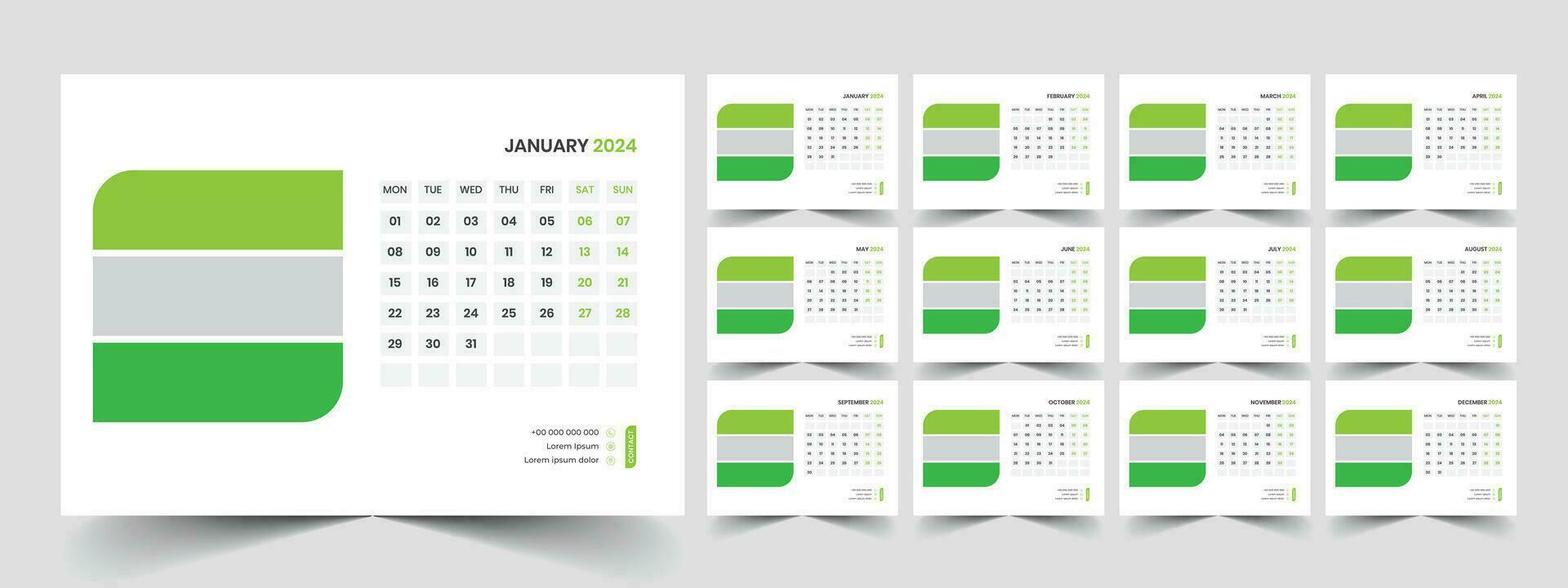 Desk Calendar Template 2024 vector
