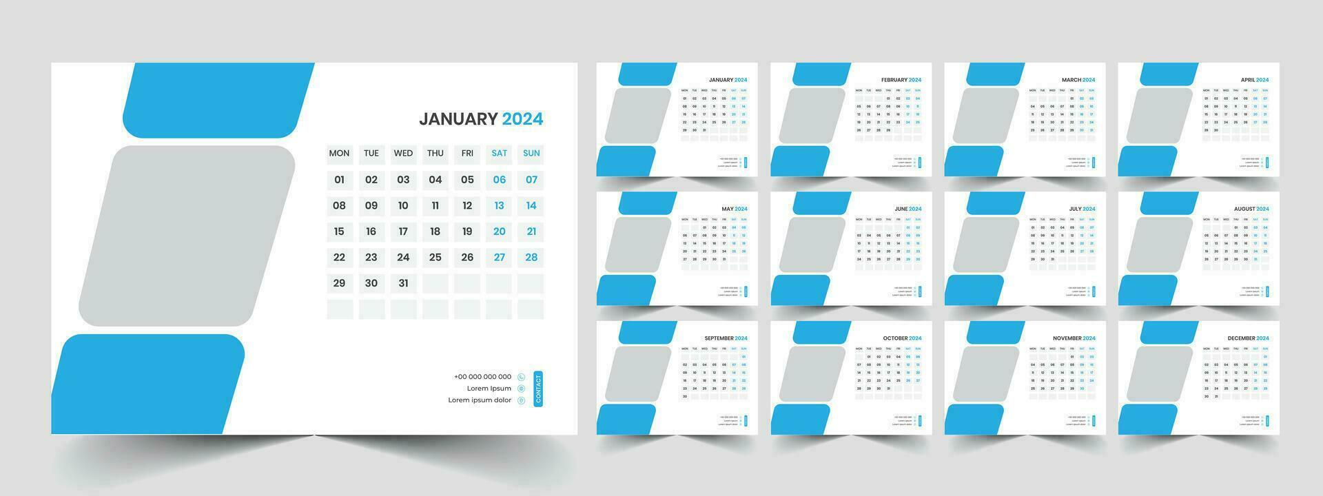Desk Calendar Template 2024 vector