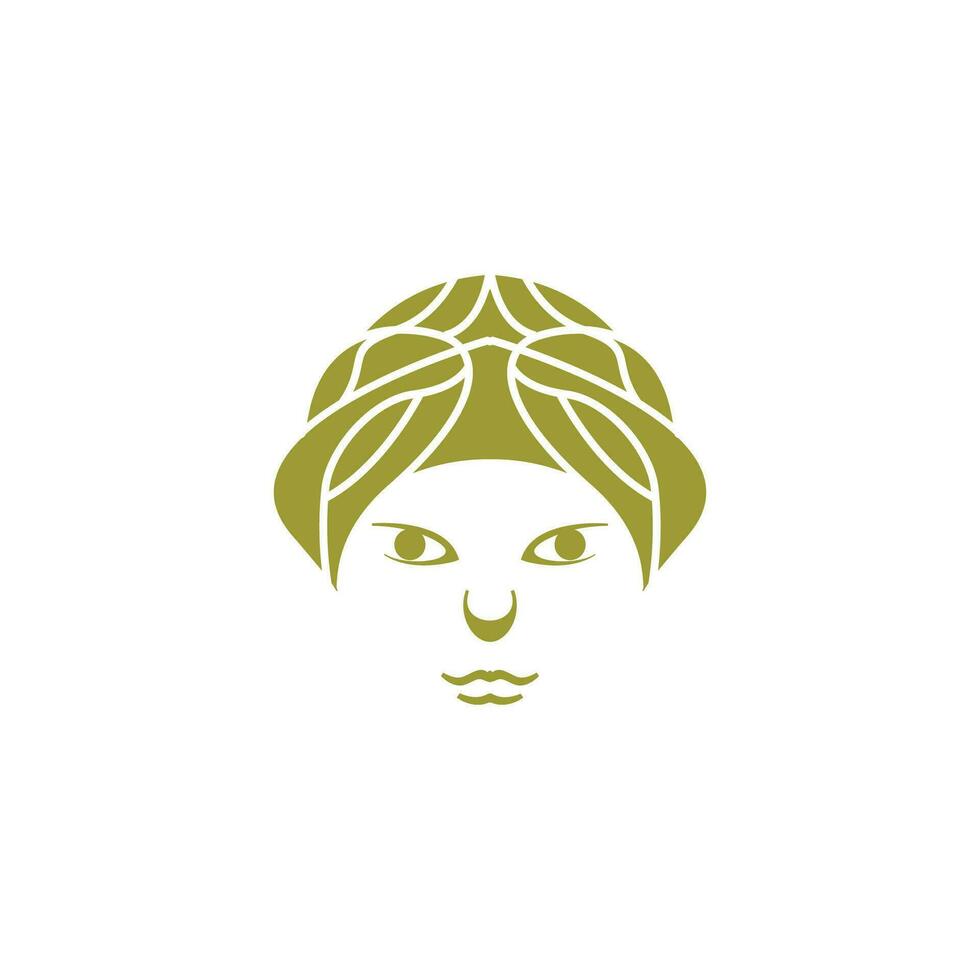 Woman beauty natural with line style logo icon design flat vector