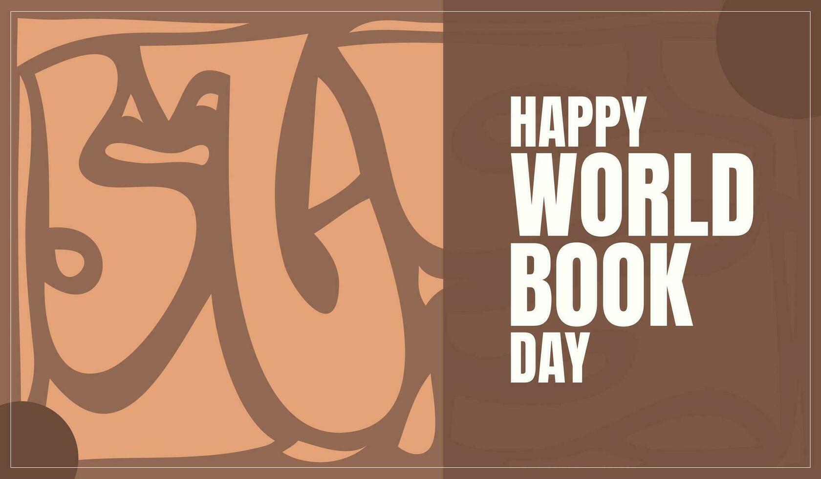 Happy World Book Day. Hand drawn contemporary abstract shapes. circles, ovals. Abstract style, design for fabric, textile, paper. Dynamical colored forms and line. elegant brown, Vector. vector