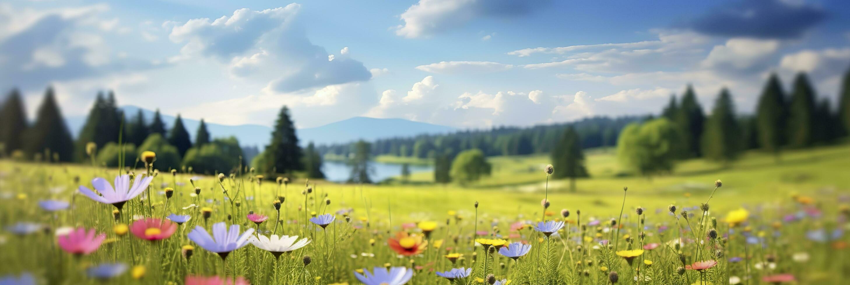 Idyllic Meadow on summer. AI Generated photo