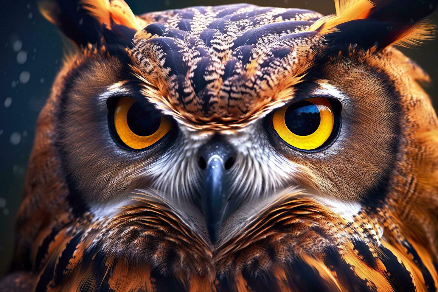 Owl headshot with closeup of face. Generative AI photo