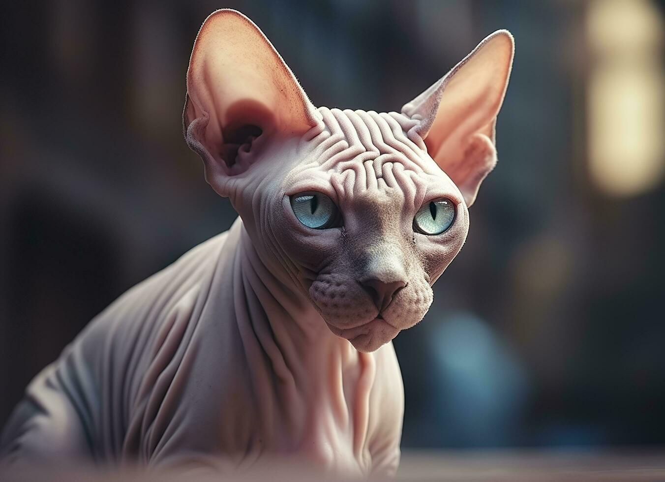 Beautiful photo Sphynx cat concept, contemporary natural and mood social background. Generative AI