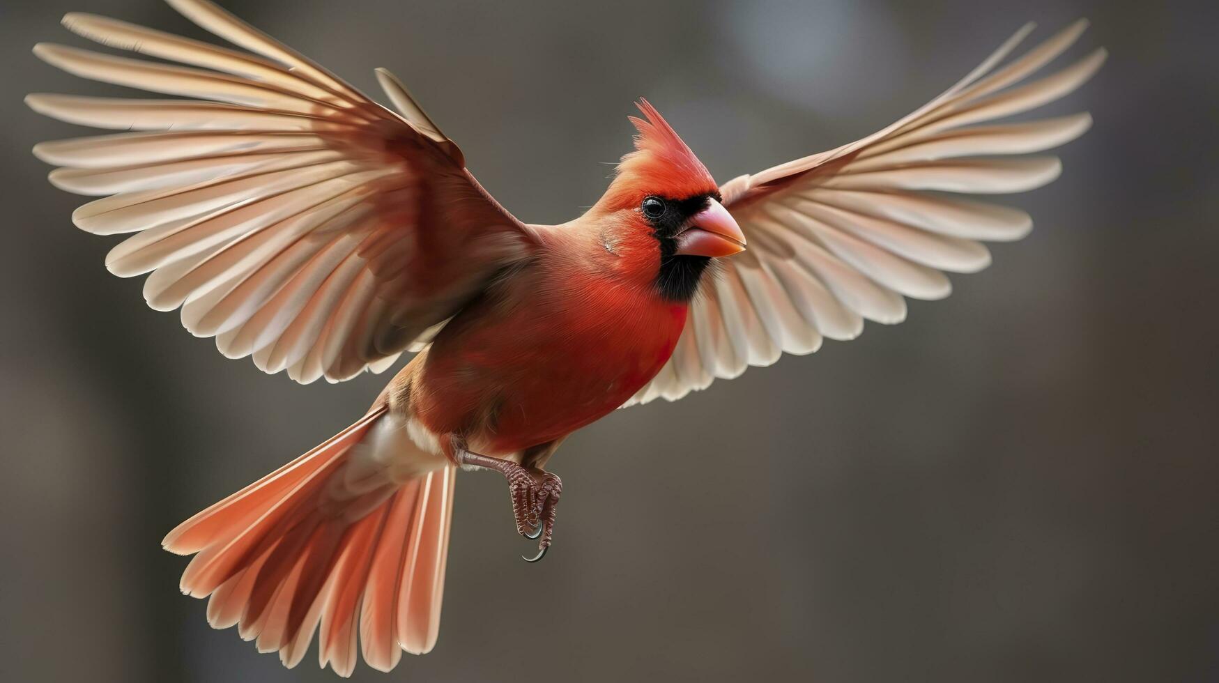 Northern Cardinal coming in for a landing. Generative AI photo