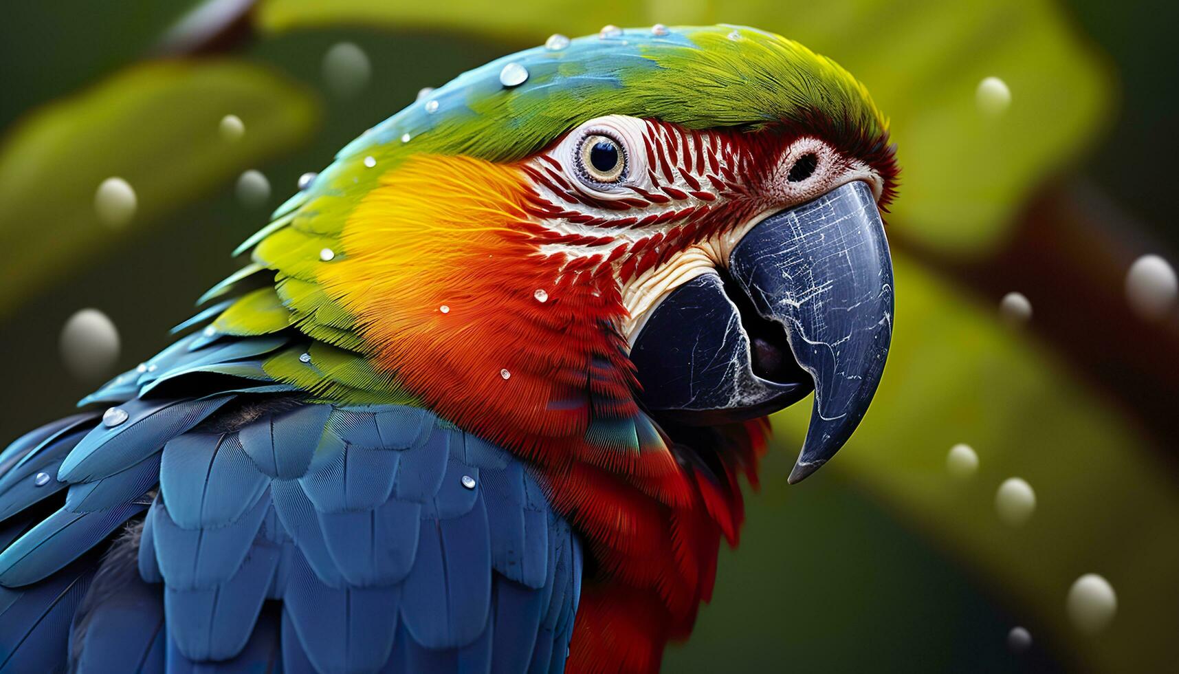 Tropical macaw perched, vibrant feathers in focus. Generative AI photo