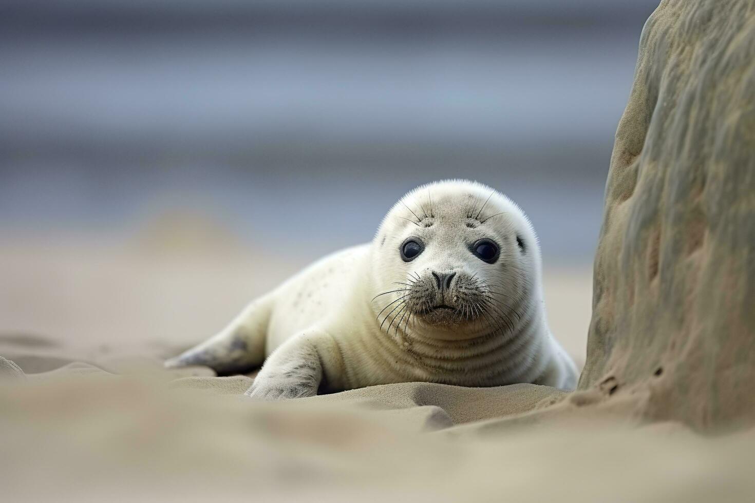 Harbor seal cub. AI Generated photo